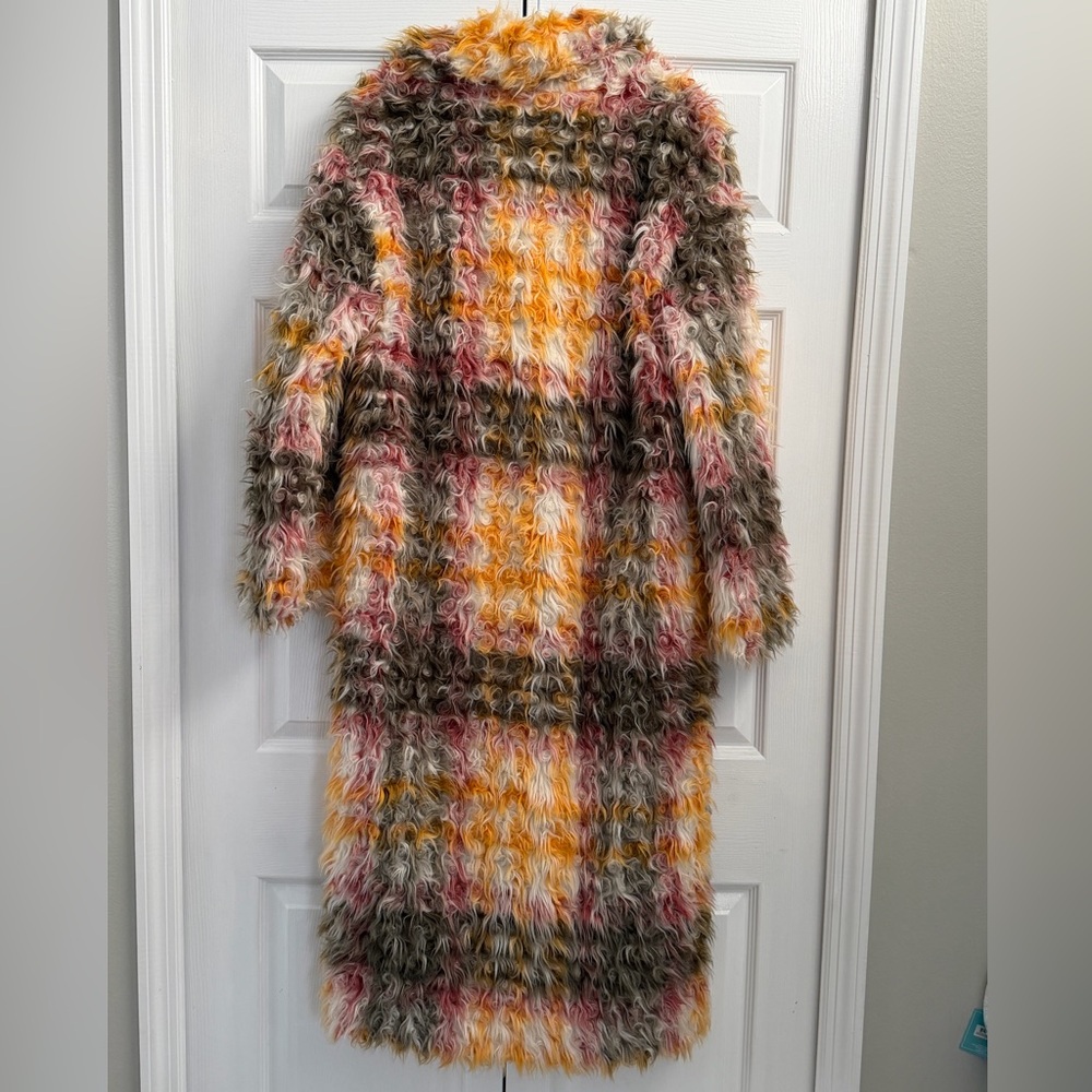 Free People We The Free Cardi Plaid Faux Fur Coat XS - Picture 4 of 5